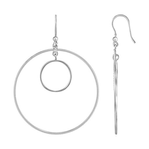 Earrings with Double Polished Circle Drops in Sterling Silver Earrings Angelucci Jewelry   