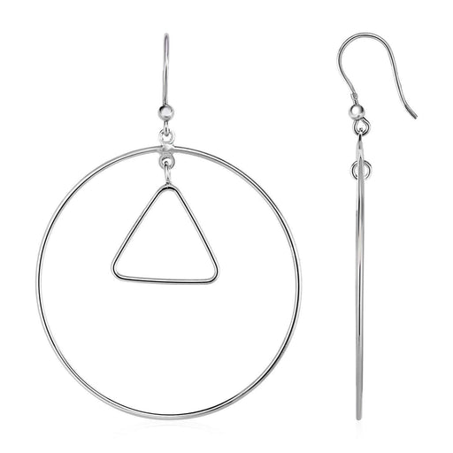 Earrings with Polished Circle and Triangle Drops in Sterling Silver Earrings Angelucci Jewelry   