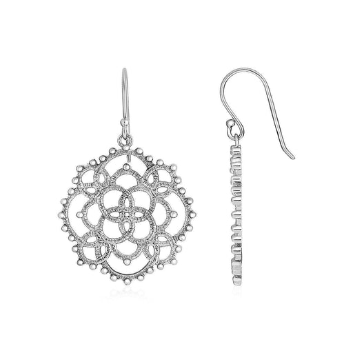 Earrings with Textured Loop Pattern Drops in Sterling Silver Earrings Angelucci Jewelry   