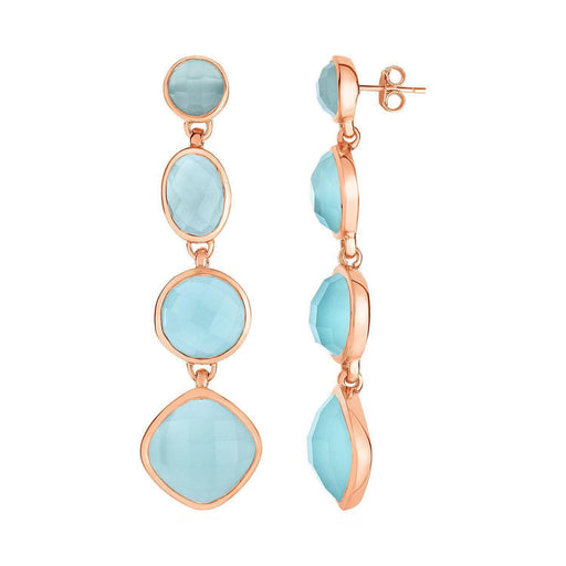 Long Earrings with Aqua Chalcedony in Rose Finish Sterling Silver Earrings Angelucci Jewelry   