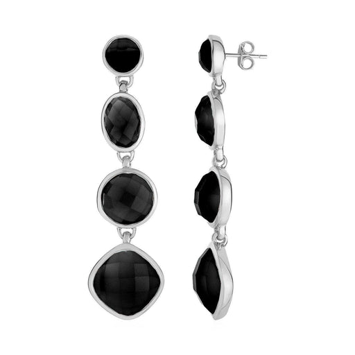 Long Earrings with Black Onyx in Sterling Silver Earrings Angelucci Jewelry   