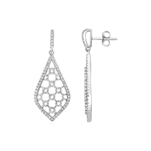 Open Mosaic Motif Earrings with Cubic Zirconia in Sterling Silver Earrings Angelucci Jewelry   