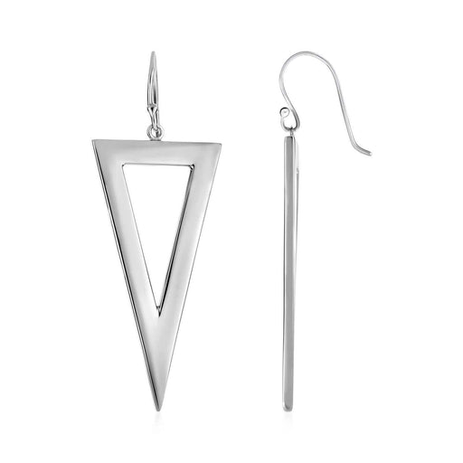 Open Wide Triangle Drop Earrings in Sterling Silver Earrings Angelucci Jewelry   
