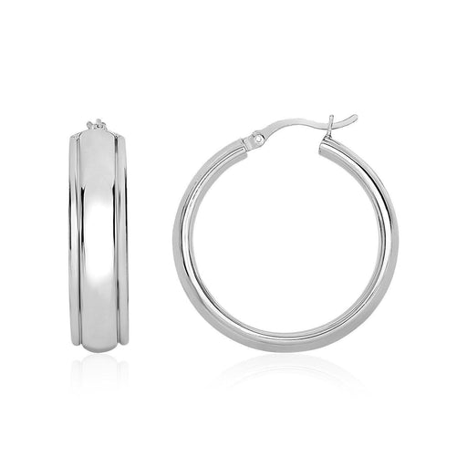 Polished Domed Three-Row Hoop Earrings in Sterling Silver Earrings Angelucci Jewelry   
