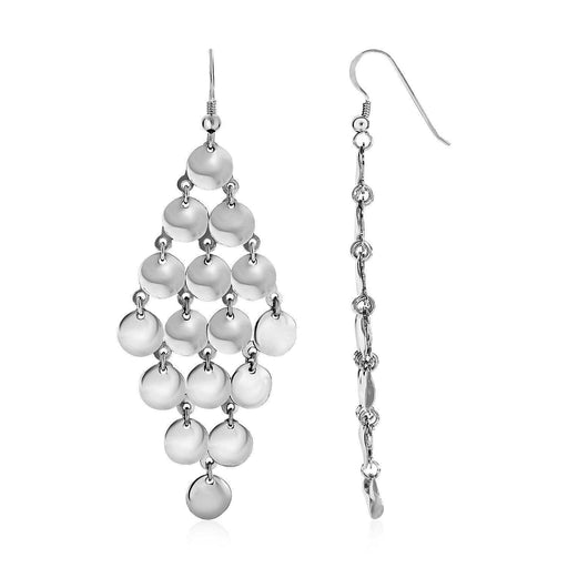 Polished Drop Earrings with Circles in Sterling Silver Earrings Angelucci Jewelry   