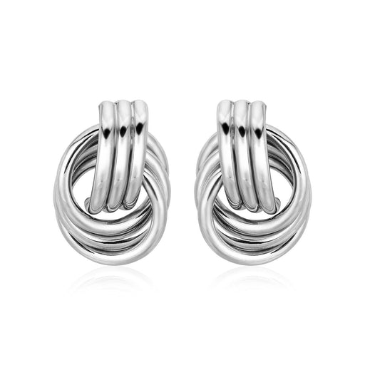 Polished Love Knot Earrings with Interlocking Rings in Sterling Silver Earrings Angelucci Jewelry   