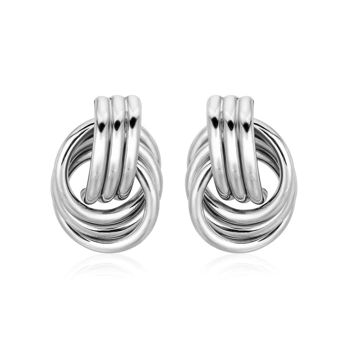 Polished Love Knot Earrings with Interlocking Rings in Sterling Silver Earrings Angelucci Jewelry   