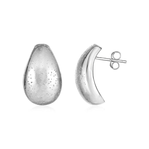 Post Earrings with Textured Domed Teardrops in Sterling Silver Earrings Angelucci Jewelry   