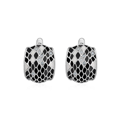 Snake Skin Pattern Earrings with Enamel and Cubic Zirconia in Sterling Silver Earrings Angelucci Jewelry   