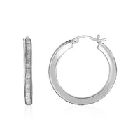 Thumbnail for Sparkle Textured Square Tube Hoop Earrings in Sterling Silver Earrings Angelucci Jewelry   