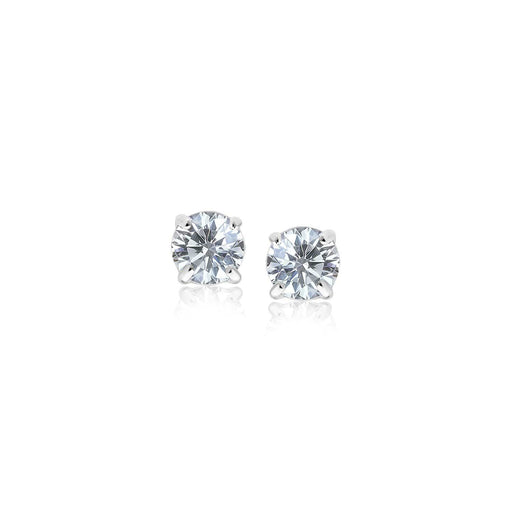 Sterling Silver 3mm Faceted White Cubic Zirconia Stud Earrings Earrings Angelucci Jewelry   