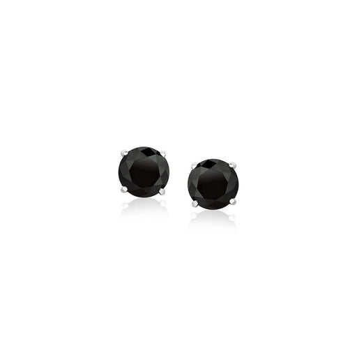 Sterling Silver Black 5mm Faceted Black Cubic Zirconia Stud Earrings Earrings Angelucci Jewelry   