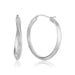 Sterling Silver Diamond Dust Twist Oval Shape Hoop Earrings Earrings Angelucci Jewelry   