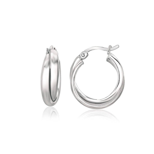 Sterling Silver Dual Round Entwined Hoop Earrings Earrings Angelucci Jewelry   