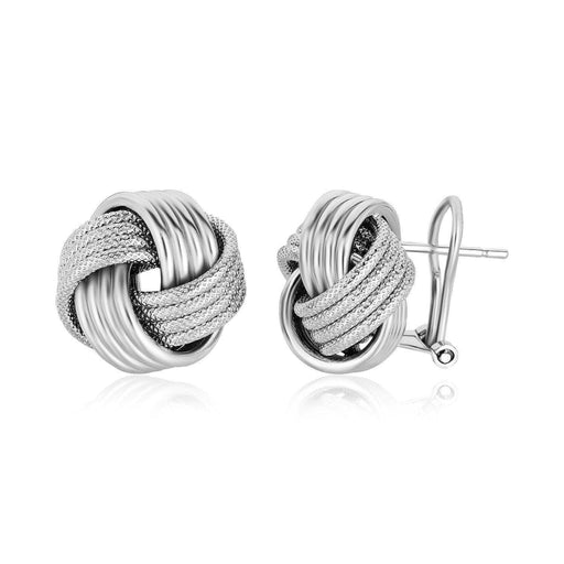 Sterling Silver Groove Textured Love Knot Earrings Earrings Angelucci Jewelry   
