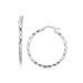 Sterling Silver Hoop Design Diamond Cut Earrings with Rhodium Plating (26mm) Earrings Angelucci Jewelry   