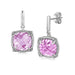 Sterling Silver Pink Amethyst and White Sapphires Fluer De Lis Drop Earrings Earrings Angelucci Jewelry   