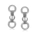 Sterling Silver Rhodium Plated Bead Chain Earrings with Rings and Barrel Motifs Earrings Angelucci Jewelry   