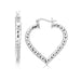 Sterling Silver Rhodium Plated Heart Style Hoop Diamond Cut Earrings Earrings Angelucci Jewelry   