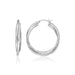 Sterling Silver Ridged Hoop Earrings with Textured Design Earrings Angelucci Jewelry   
