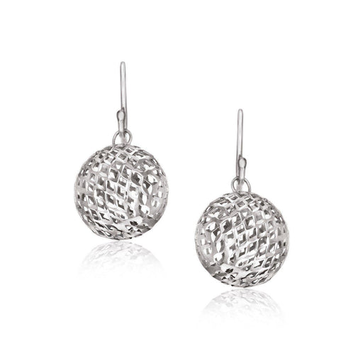 Sterling Silver Round Drop Earrings with Mesh Design Earrings Angelucci Jewelry   