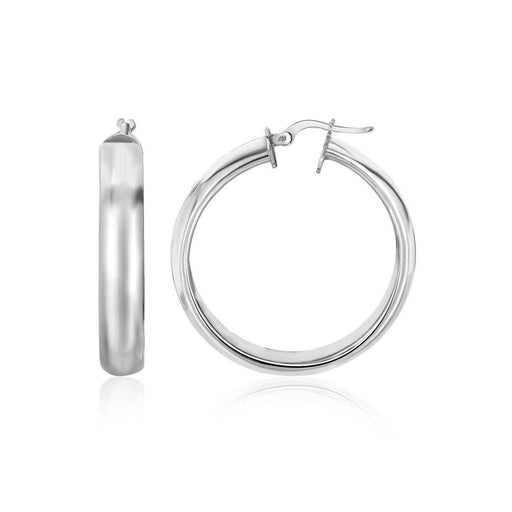 Sterling Silver Round Hoop Dome Style Earrings Earrings Angelucci Jewelry   