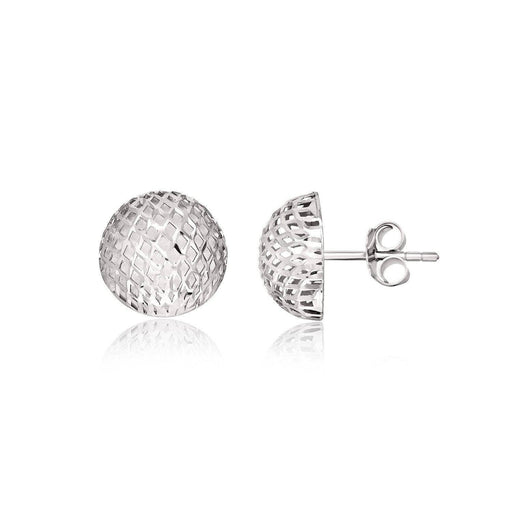 Sterling Silver Round Stud Earrings with Mesh Design Earrings Angelucci Jewelry   
