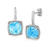 Sterling Silver Sky Blue Topaz and White Sapphires Fleur De Lis Drop Earrings Earrings Angelucci Jewelry   
