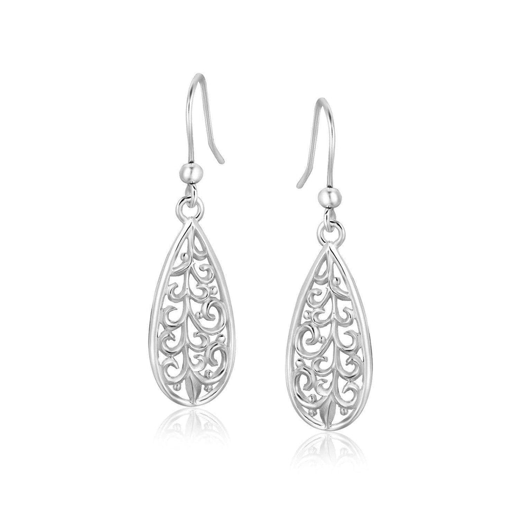 Sterling Silver Filigree Teardrop Earrings