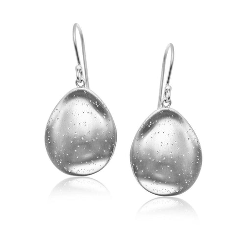 Sterling Silver Teardrop Hammered Diamond Dust Earrings Earrings Angelucci Jewelry   