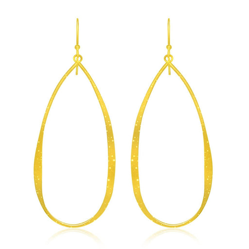 Sterling Silver Teardrop Shape Yellow Tone Stardust Dangling Earrings Earrings Angelucci Jewelry   