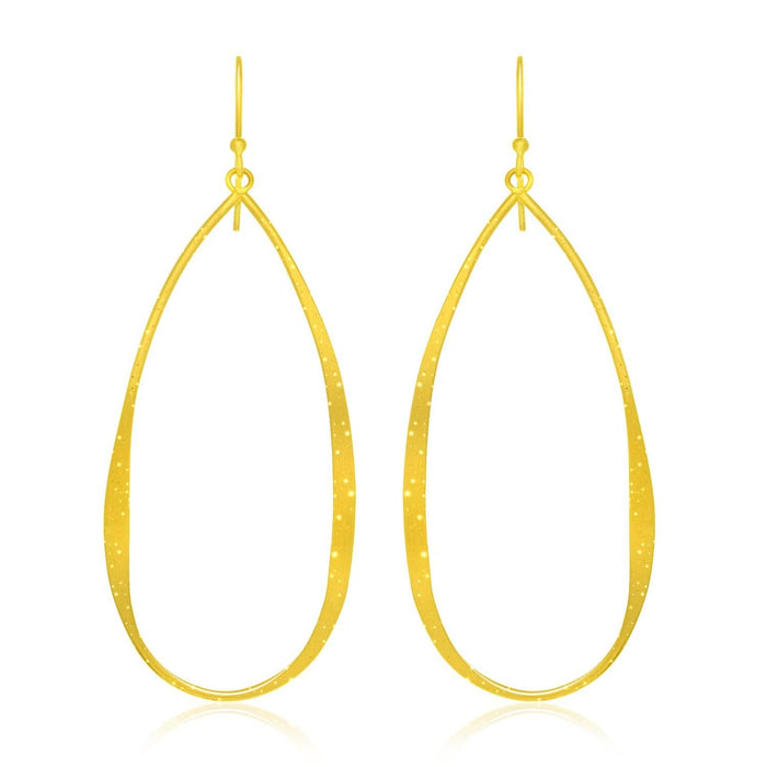 Sterling Silver Teardrop Shape Yellow Tone Stardust Dangling Earrings Earrings Angelucci Jewelry   