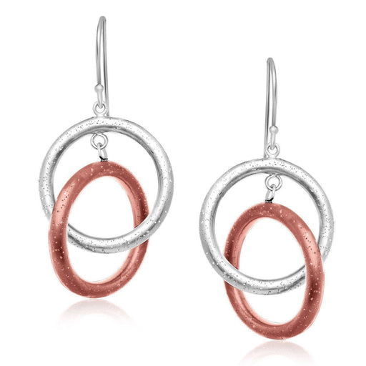 Sterling Silver with Rose Tone Rings Interlaced Earrings Earrings Angelucci Jewelry   