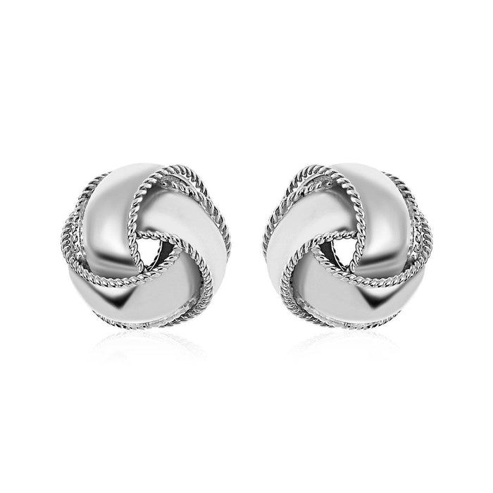 Textured and Polished Love Knot Earrings in Sterling Silver Earrings Angelucci Jewelry   