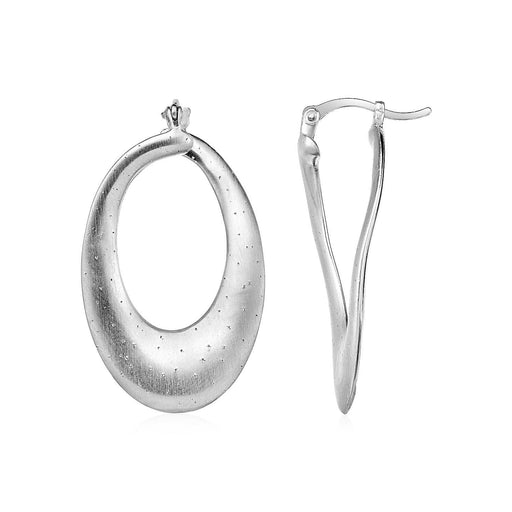 Textured Front to Back Open Oval Earrings in Sterling Silver Earrings Angelucci Jewelry   