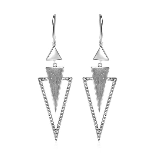 Textured Graduated Triangle Earrings in Sterling Silver Earrings Angelucci Jewelry   