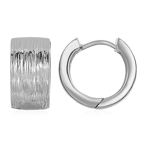 Textured Hoop Earrings with White Finish in Sterling Silver Earrings Angelucci Jewelry   