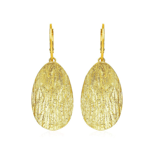 Textured Oval Earrings with Yellow Finish in Sterling Silver Earrings Angelucci Jewelry   