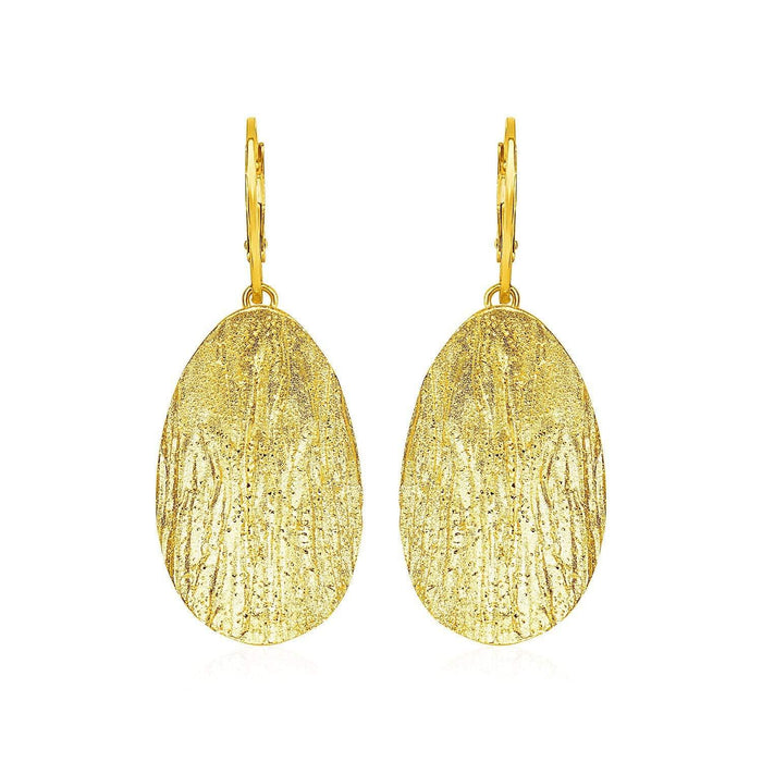 Textured Oval Earrings with Yellow Finish in Sterling Silver Earrings Angelucci Jewelry   