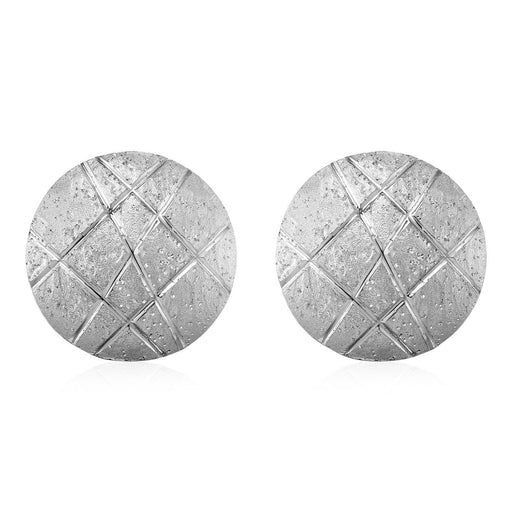Textured Round Disc Earrings in Sterling Silver Earrings Angelucci Jewelry   