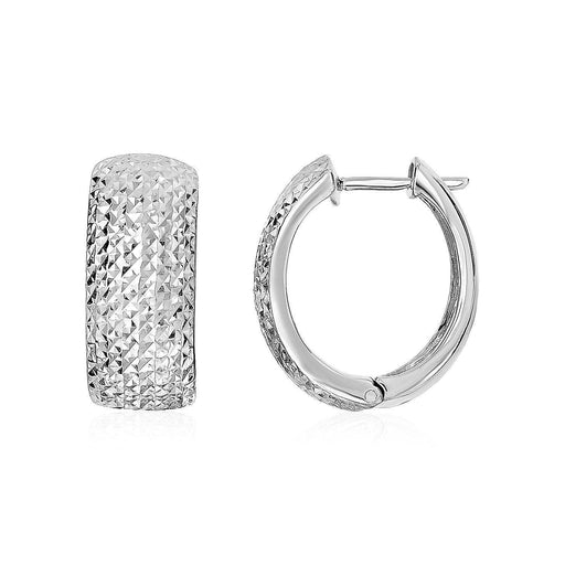 Textured Round Hinged Hoop Earrings in Sterling Silver Earrings Angelucci Jewelry   