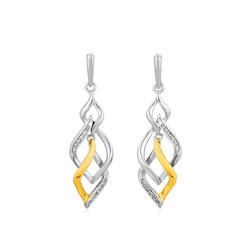 Two Toned Interlocking Twist Earrings with Diamonds in Sterling Silver Earrings Angelucci Jewelry   