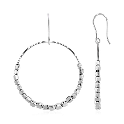 Wire Circle Earrings with Polished Beads in Sterling Silver Earrings Angelucci Jewelry   