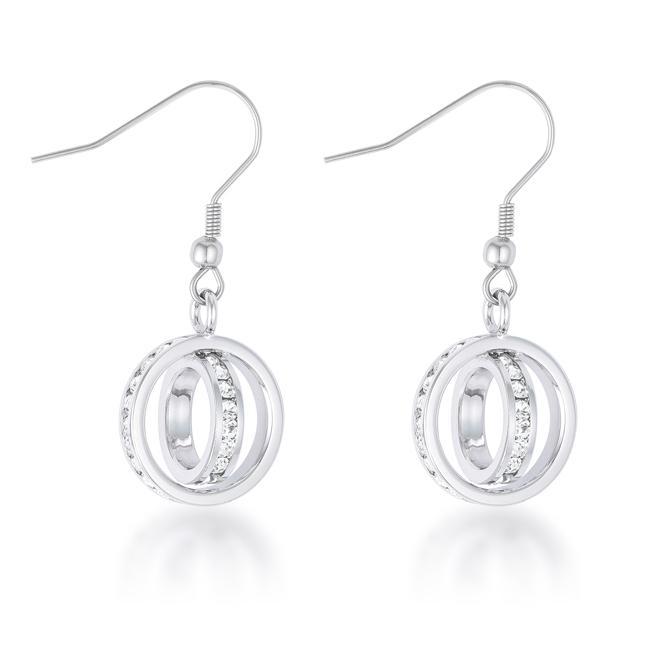 Tera 1.25ct CZ Rhodium Double Ring Drop Earrings Earrings JGI   