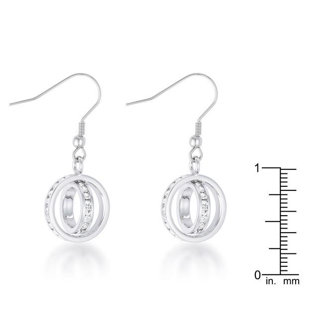 Tera 1.25ct CZ Rhodium Double Ring Drop Earrings Earrings JGI   