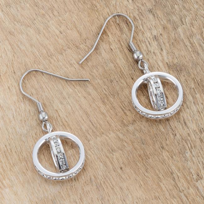 Tera 1.25ct CZ Rhodium Double Ring Drop Earrings Earrings JGI   