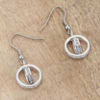 Thumbnail for Tera 1.25ct CZ Rhodium Double Ring Drop Earrings Earrings JGI   