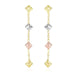 14k Tri-Color Gold Diamond Shape with Diamond Cuts Chain Dangling Earrings Earrings Angelucci Jewelry   
