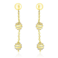Thumbnail for 14k Two-Tone Gold Coil Wrapped Ball and Chain Dangling Earrings Earrings Angelucci Jewelry   