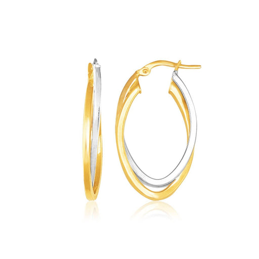 14k Two Tone Gold Double Oval Hoop Earrings Earrings Angelucci Jewelry   